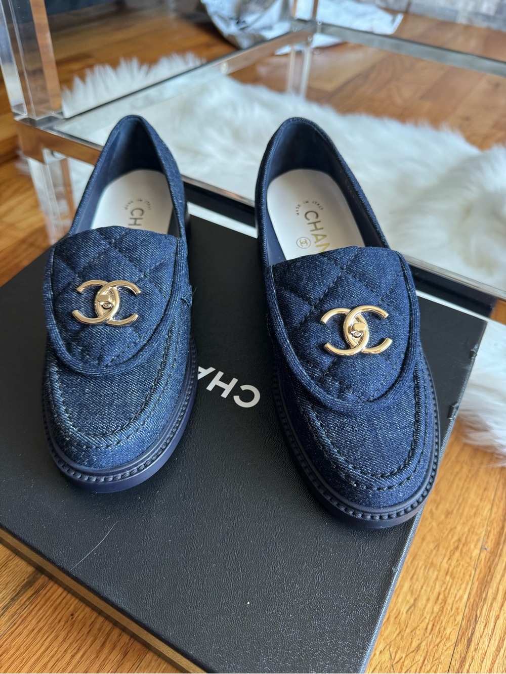 CHANEL Denim Loafers